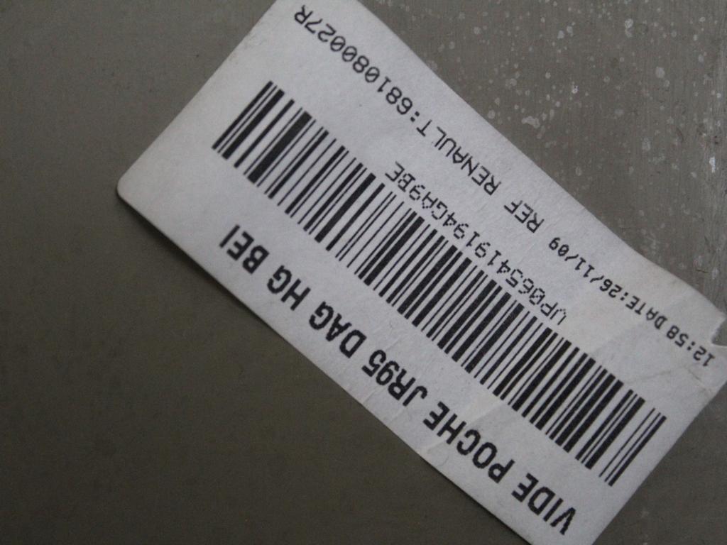 PREDAL ZA DOKUMENTE OEM N. 681080027R ORIGINAL REZERVNI DEL RENAULT SCENIC XMOD / SCENIC JZ0/1 MK3 (2009 - 2012) DIESEL LETNIK 2010