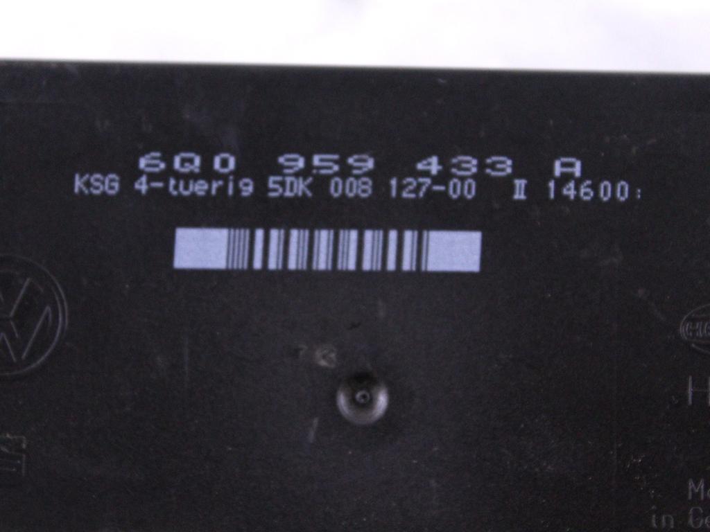 KONTROLA UDOBJA (BLUE & ME) OEM N. 6Q0959433A ORIGINAL REZERVNI DEL SKODA FABIA MK1 6Y2 BER/SW (2000 - 03/2007) BENZINA LETNIK 2001