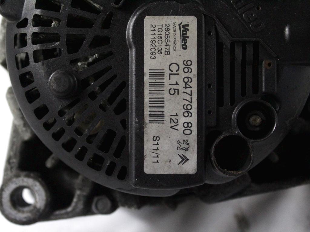 ALTERNATOR OEM N. 9664779680 ORIGINAL REZERVNI DEL PEUGEOT 207 / 207 CC R WA WC WD WK (05/2009 - 2015) DIESEL LETNIK 2011