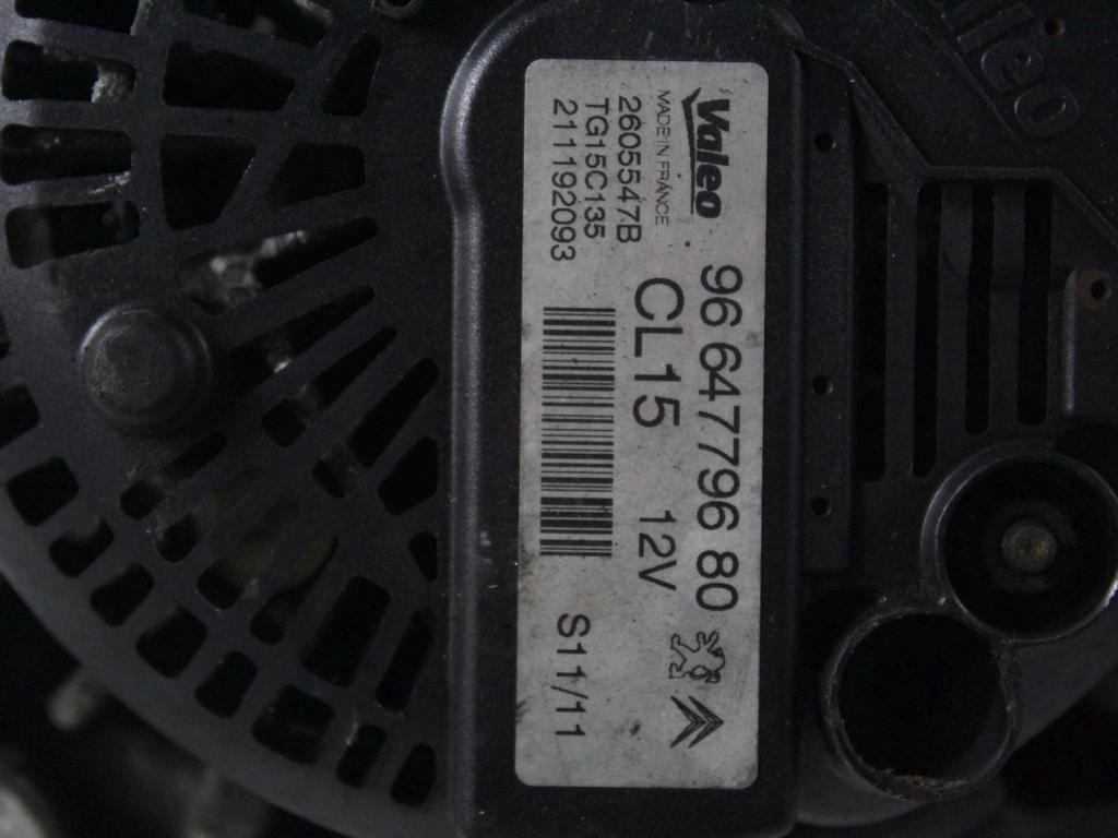 ALTERNATOR OEM N. 9664779680 ORIGINAL REZERVNI DEL PEUGEOT 207 / 207 CC R WA WC WD WK (05/2009 - 2015) DIESEL LETNIK 2011