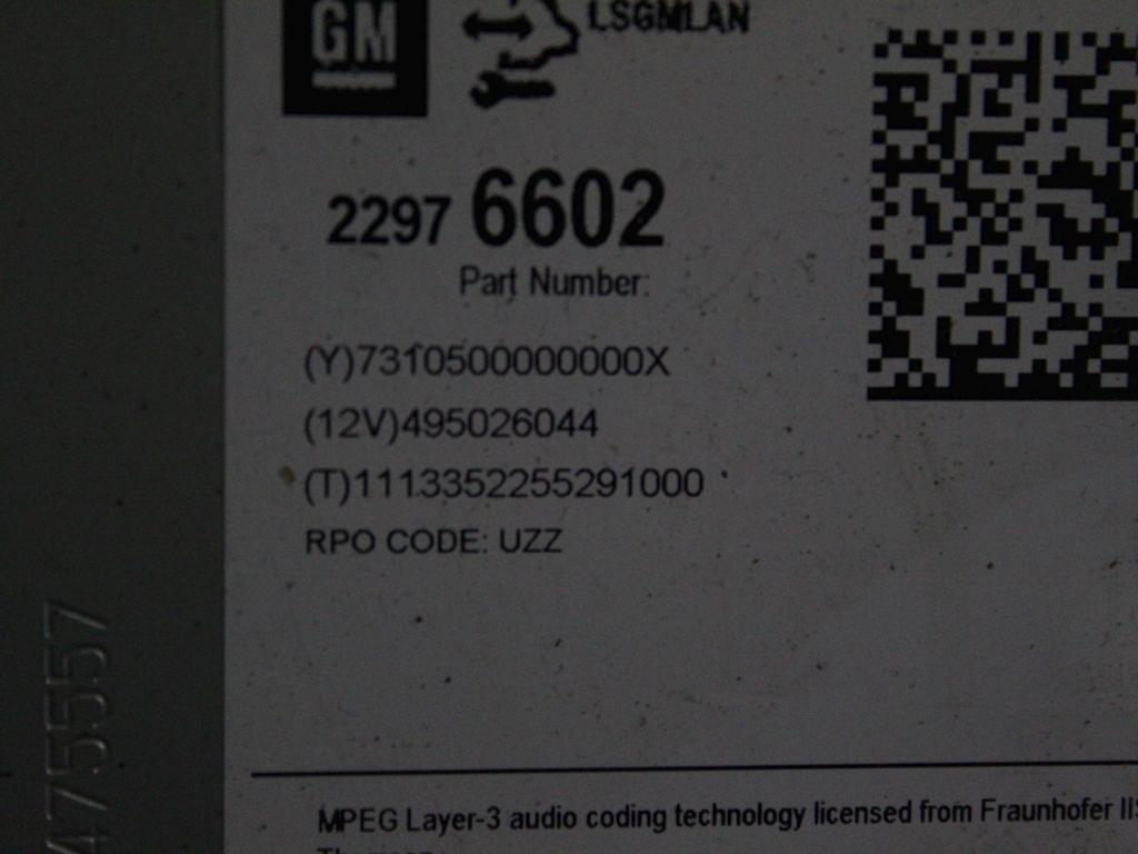 RADIO CD / OJACEVALNIK / IMETNIK HIFI OEM N. 22976602 ORIGINAL REZERVNI DEL OPEL ASTRA J P10 5P/3P/SW (2010 - 2015) DIESEL LETNIK 2014