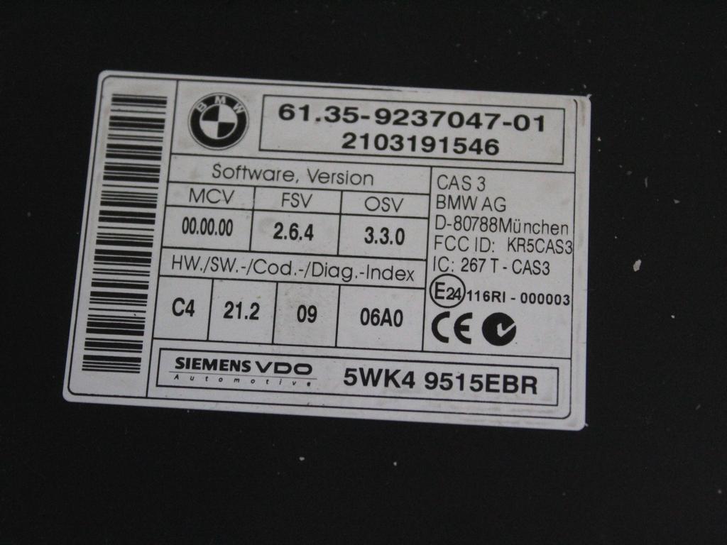 KOMPLET ODKLEPANJE IN VZIG  OEM N. 11145 KIT ACCENSIONE AVVIAMENTO ORIGINAL REZERVNI DEL BMW SERIE 3 BER/SW/COUPE/CABRIO E90/E91/E92/E93 LCI R (2009 - 2012) DIESEL LETNIK 2010