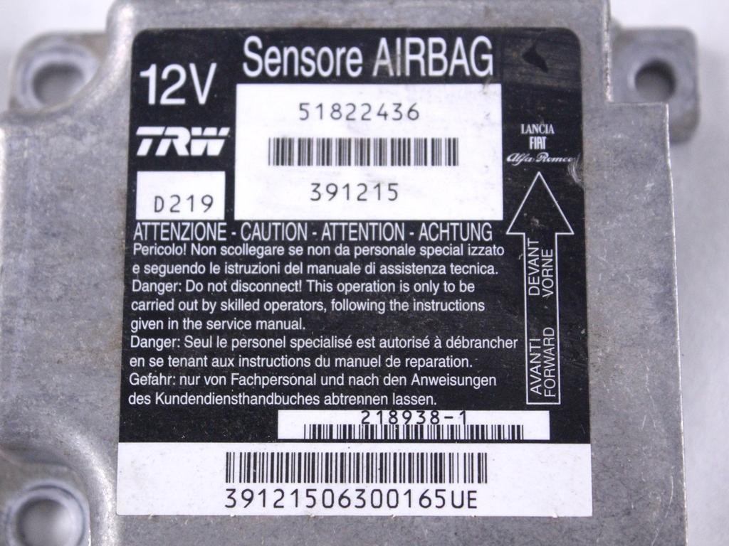 KIT AIRBAG KOMPLET OEM N. 12751 KIT AIRBAG COMPLETO ORIGINAL REZERVNI DEL FIAT PUNTO 188 MK2 R (2003 - 2011) BENZINA LETNIK 2010