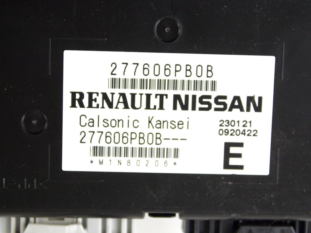 KONTROLNA ENOTA KLIMATSKE NAPRAVE / AVTOMATSKA KLIMATSKA NAPRAVA OEM N. 277606PB0B ORIGINAL REZERVNI DEL NISSAN JUKE F16 (DAL 2019)BENZINA LETNIK 2021