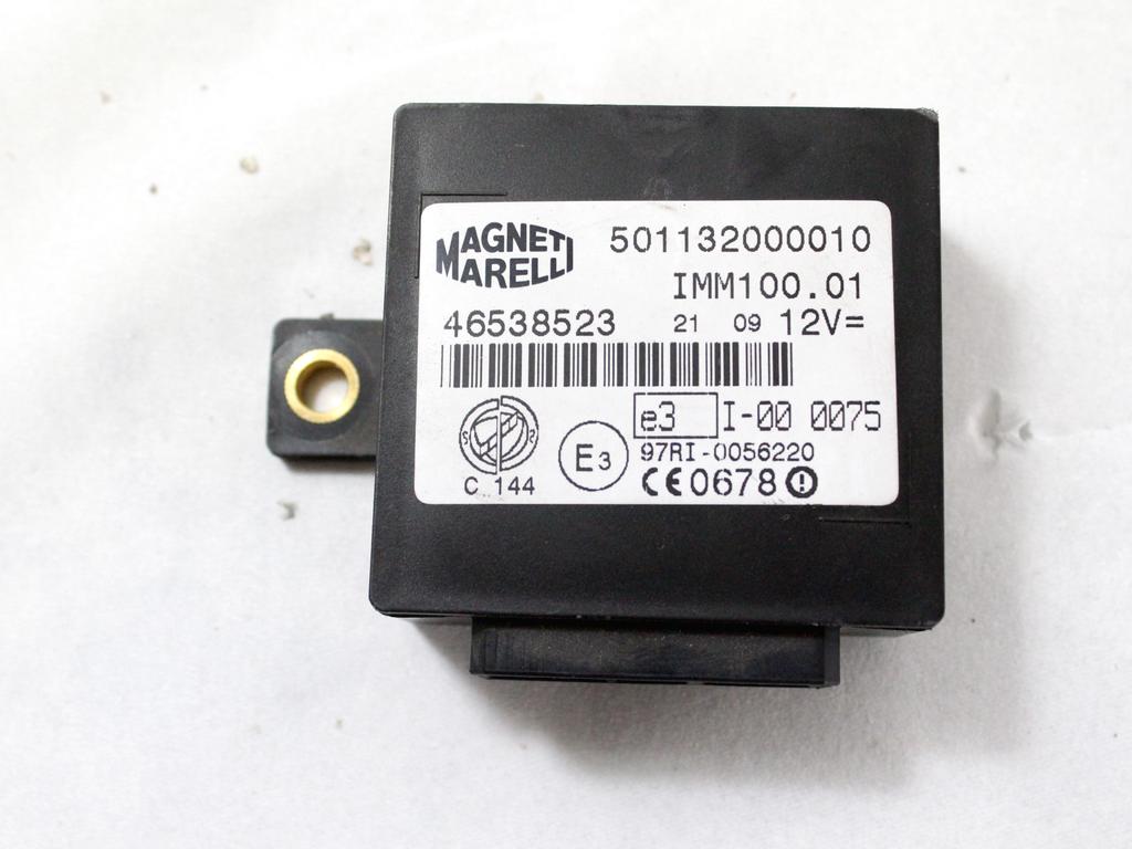 RACUNALNIK AVTOALARMA/BLOKADA MOTORJA OEM N. 46538523 ORIGINAL REZERVNI DEL FIAT MULTIPLA 186 R (2004 - 2010) BENZINA/METANO LETNIK 2009