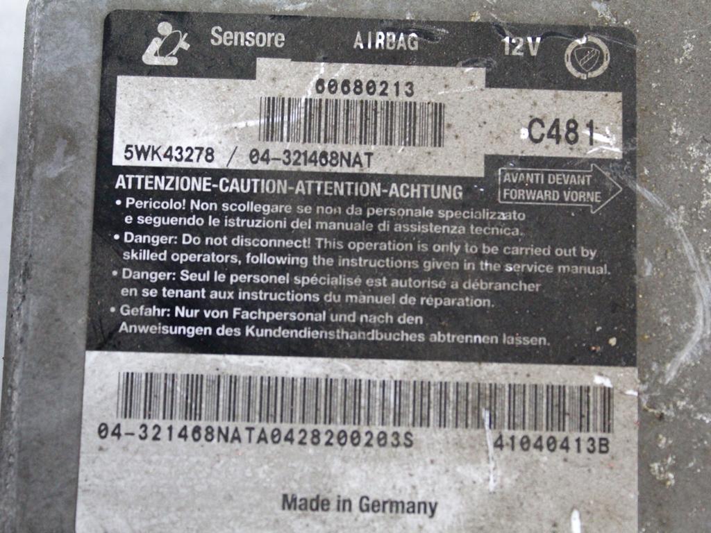 KIT AIRBAG KOMPLET OEM N. 16586 KIT AIRBAG COMPLETO ORIGINAL REZERVNI DEL ALFA ROMEO 156 932 R BER/SW (2003 - 2007)DIESEL LETNIK 2005