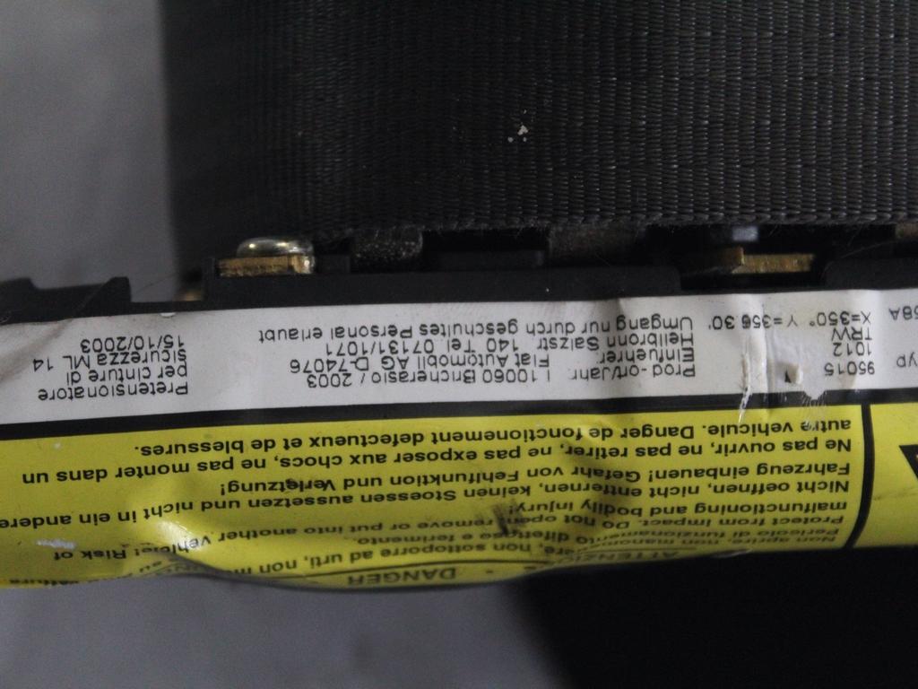 KIT AIRBAG KOMPLET OEM N. 17392 KIT AIRBAG COMPLETO ORIGINAL REZERVNI DEL FIAT PUNTO 188 MK2 R (2003 - 2011) DIESEL LETNIK 2003