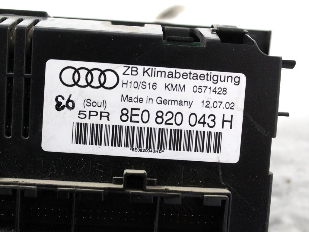 KONTROLNA ENOTA KLIMATSKE NAPRAVE / AVTOMATSKA KLIMATSKA NAPRAVA OEM N. 8E0820043H ORIGINAL REZERVNI DEL AUDI A4 B6 8E2 8E5 BER/SW (2001 - 2005) DIESEL LETNIK 2002