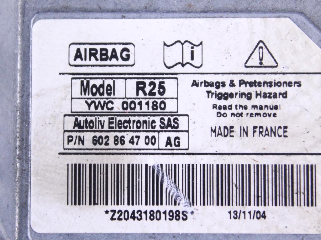 KIT AIRBAG KOMPLET OEM N. 16604 KIT AIRBAG COMPLETO ORIGINAL REZERVNI DEL MG ZR (2001 - 2005) BENZINA LETNIK 2006