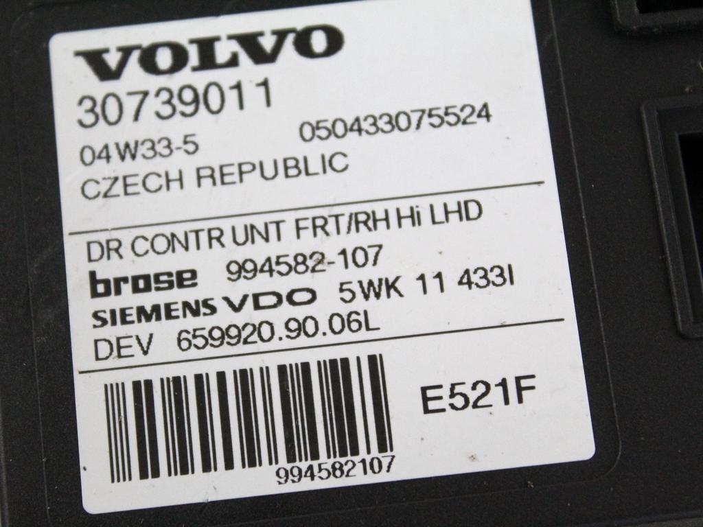 MEHANIZEM DVIGA SPREDNJIH STEKEL  OEM N. 17906 SISTEMA ALZACRISTALLO PORTA ANTERIORE ELETTR ORIGINAL REZERVNI DEL VOLVO V50 545 (2004 - 05/2007) DIESEL LETNIK 2004