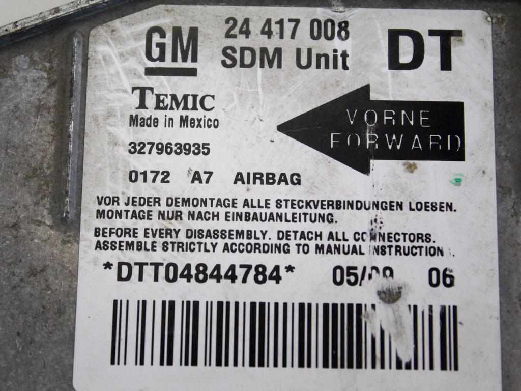 KIT AIRBAG KOMPLET OEM N. 19619 KIT AIRBAG COMPLETO ORIGINAL REZERVNI DEL OPEL COMBO C (2001 - 2011) BENZINA/METANO LETNIK 2009