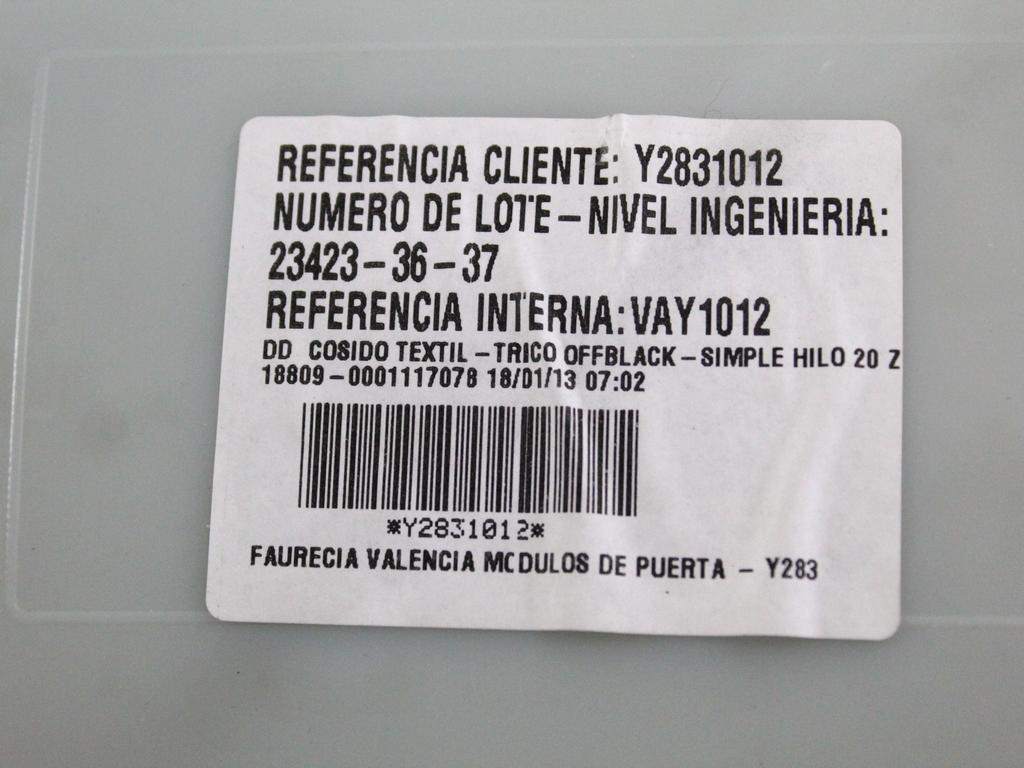 NOTRANJA OBLOGA SPREDNJIH VRAT OEM N. PNADTVLV60MK1SW5P ORIGINAL REZERVNI DEL VOLVO V60 MK1 (2010 - 2018)DIESEL LETNIK 2013