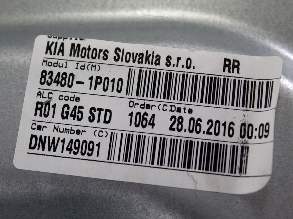 MEHANIZEM DVIGA ZADNJIH STEKEL  OEM N. 32043 SISTEMA ALZACRISTALLO PORTA POSTERIORE ELETT ORIGINAL REZERVNI DEL KIA VENGA YN (2010 - 2019)DIESEL LETNIK 2016