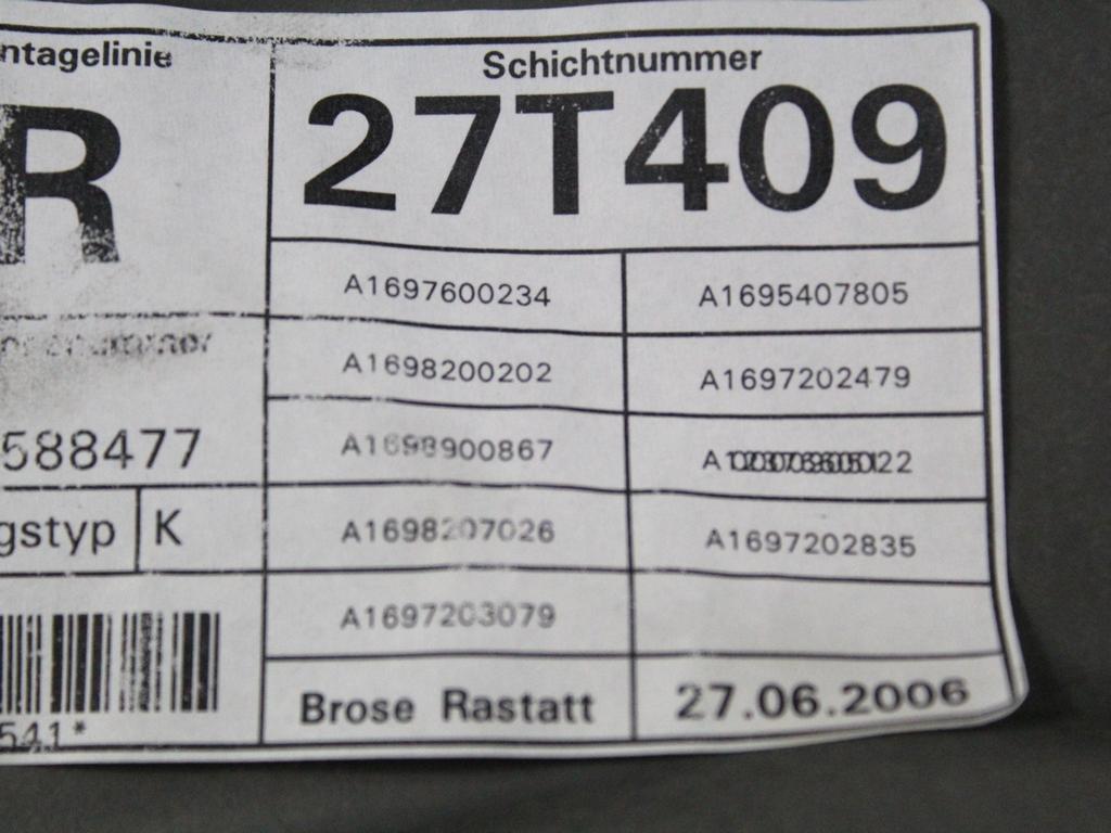 MEHANIZEM DVIGA SPREDNJIH STEKEL  OEM N. 18264 SISTEMA ALZACRISTALLO PORTA ANTERIORE ELETTR ORIGINAL REZERVNI DEL MERCEDES CLASSE A W169 5P C169 3P (2004 - 04/2008) DIESEL LETNIK 2006