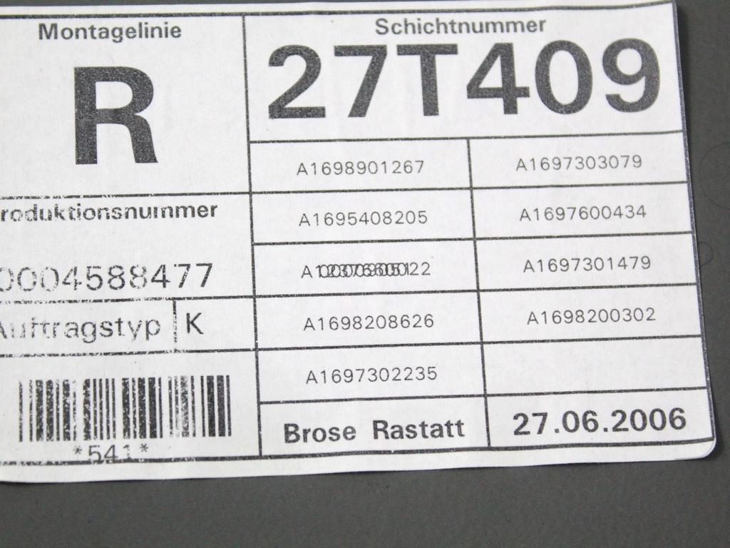 MEHANIZEM DVIGA ZADNJIH STEKEL  OEM N. 18264 SISTEMA ALZACRISTALLO PORTA POSTERIORE ELETT ORIGINAL REZERVNI DEL MERCEDES CLASSE A W169 5P C169 3P (2004 - 04/2008) DIESEL LETNIK 2006