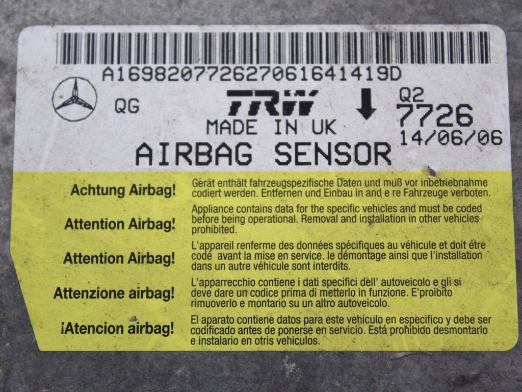 KIT AIRBAG KOMPLET OEM N. 18264 KIT AIRBAG COMPLETO ORIGINAL REZERVNI DEL MERCEDES CLASSE A W169 5P C169 3P (2004 - 04/2008) DIESEL LETNIK 2006