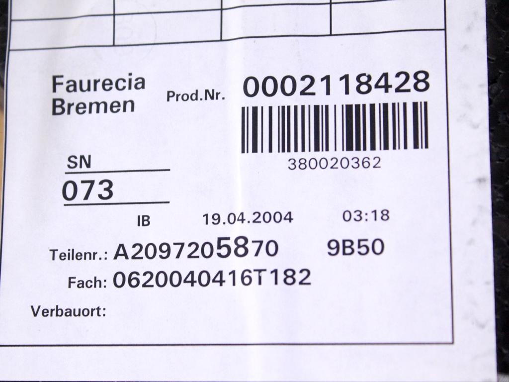 NOTRANJA OBLOGA SPREDNJIH VRAT OEM N. PNADPMBCLASCLKW209CP3P ORIGINAL REZERVNI DEL MERCEDES CLASSE CLK W209 C209 COUPE A209 CABRIO (2002 - 2010)DIESEL LETNIK 2004