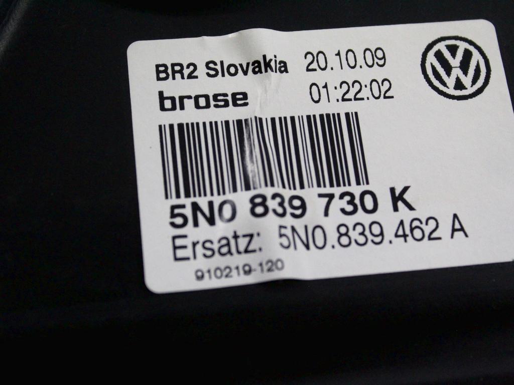 MEHANIZEM DVIGA ZADNJIH STEKEL  OEM N. 23178 SISTEMA ALZACRISTALLO PORTA POSTERIORE ELETT ORIGINAL REZERVNI DEL VOLKSWAGEN TIGUAN 5N MK1 (2007 - 2011)DIESEL LETNIK 2009