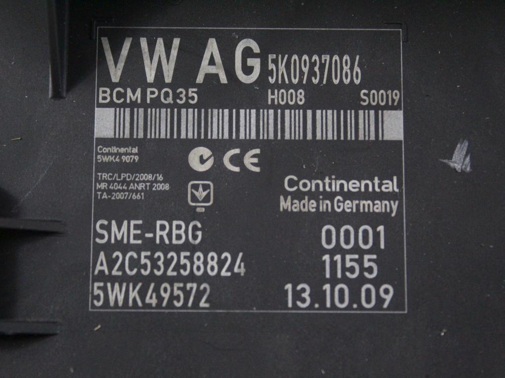 KOMPLET ODKLEPANJE IN VZIG  OEM N. 23178 KIT ACCENSIONE AVVIAMENTO ORIGINAL REZERVNI DEL VOLKSWAGEN TIGUAN 5N MK1 (2007 - 2011)DIESEL LETNIK 2009