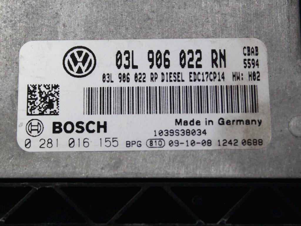 KOMPLET ODKLEPANJE IN VZIG  OEM N. 23178 KIT ACCENSIONE AVVIAMENTO ORIGINAL REZERVNI DEL VOLKSWAGEN TIGUAN 5N MK1 (2007 - 2011)DIESEL LETNIK 2009