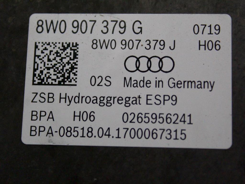 ABS AGREGAT S PUMPO OEM N. 8W0614517K ORIGINAL REZERVNI DEL AUDI A4 B9 BER/SW/ALLROAD (2015 - 2019)DIESEL LETNIK 2017