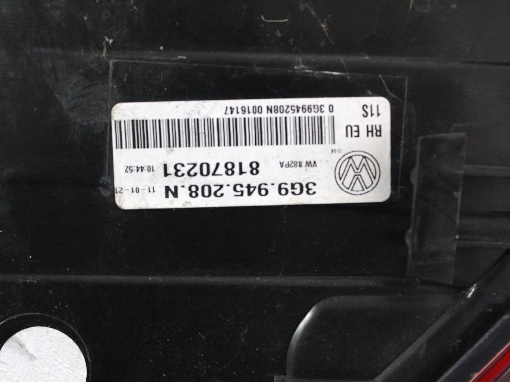 3G9945208N FARO FANALE POSTERIORE DESTRO PARTE ESTERNA VOLKSWAGEN PASSAT SW 2.0 D 4X4 147KW AUT 5P (2021) RICAMBIO USATO