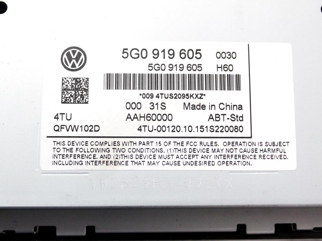 5G0919605 DISPLAY SISTEMA MULTIMEDIALE VOLKSWAGEN GOLF 7 1.6 D 77KW 5M 5P (2013) RICAMBIO USATO