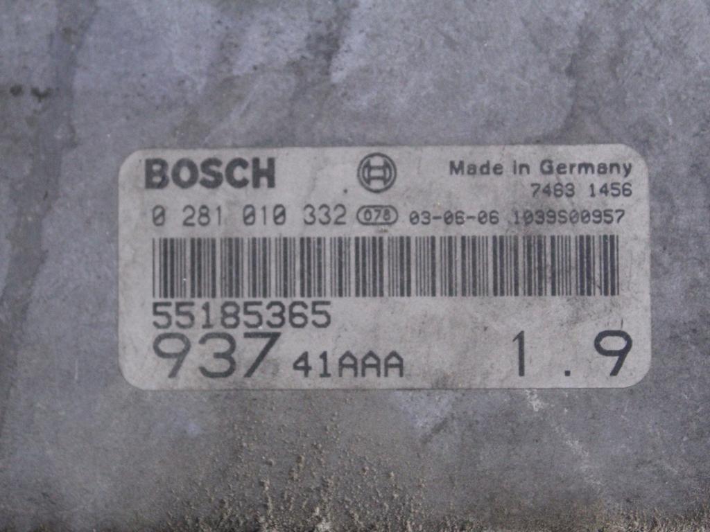 55185365 KIT ACCENSIONE AVVIAMENTO ALFA ROMEO 147 1.9 D 85KW 5M 3P (2003) RICAMBIO USATO CON CENTRALINA MOTORE, BLOCCHETTI ACCENSIONE APERTURA 51711429 46558758