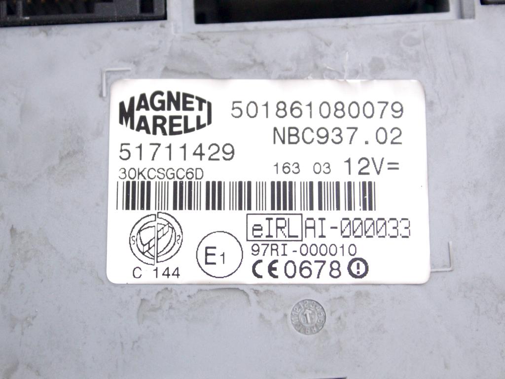 55185365 KIT ACCENSIONE AVVIAMENTO ALFA ROMEO 147 1.9 D 85KW 5M 3P (2003) RICAMBIO USATO CON CENTRALINA MOTORE, BLOCCHETTI ACCENSIONE APERTURA 51711429 46558758