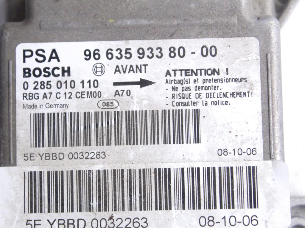 9663593380 KIT AIRBAG PEUGEOT 207 1.4 B 54KW 5M 3P (2007) RICAMBIO USATO CON CENTRALINA AIRBAG, PRETENSIONATORI CINTURE DI SICUREZZA, AIRBAG VOLANTE 96500674ZD