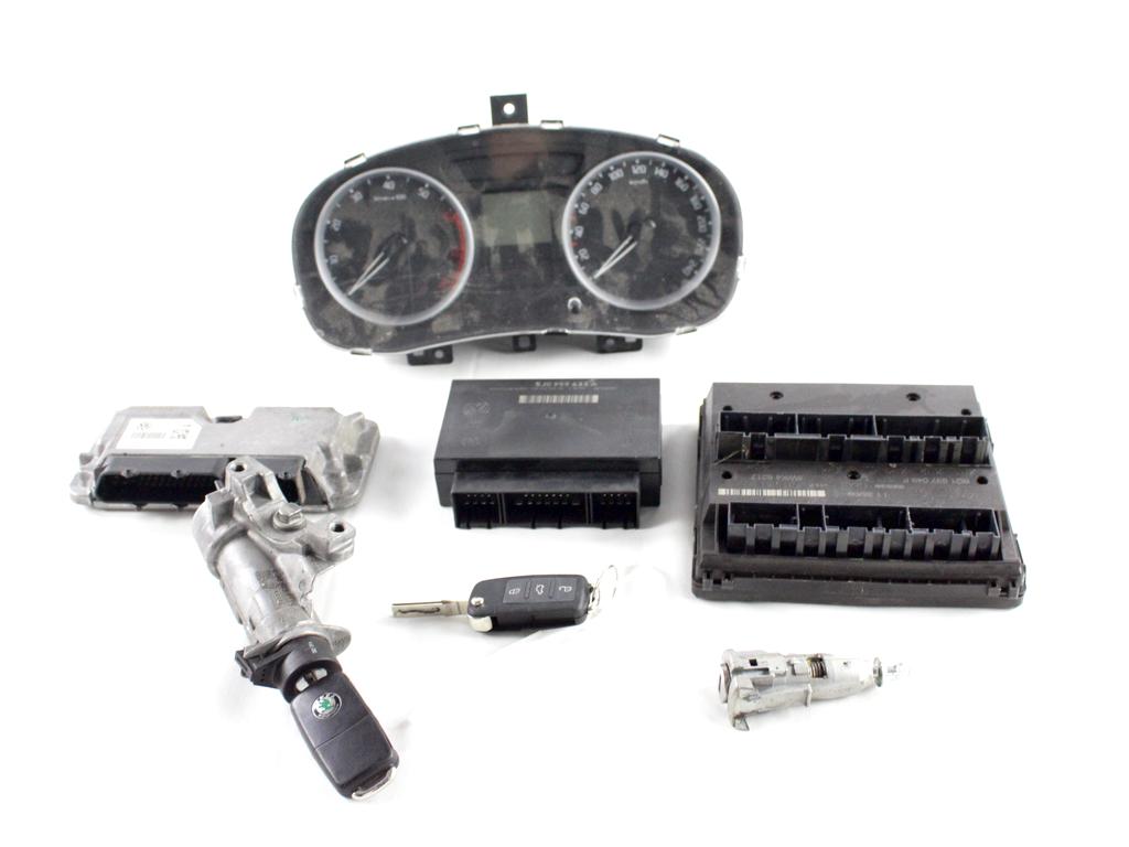 03C906024R KIT ACCENSIONE AVVIAMENTO SKODA ROOMSTER 1.4 B 63KW 5M 5P (2009) RICAMBIO USATO CON CENTRALINA MOTORE, BLOCCHETTI ACCENSIONE APERTURA, QUADRO STRUMENTI CONTACHILOMETRI 6Q1937049F 5J0920811B 4B0905851C