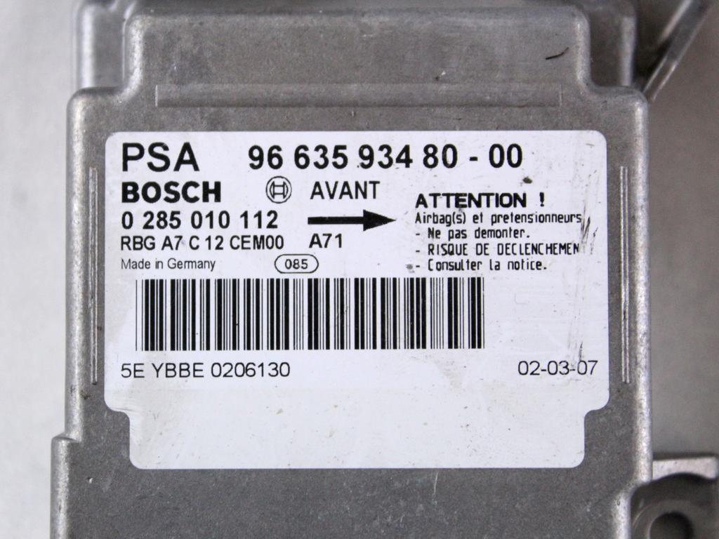 9663593480 KIT AIRBAG PEUGEOT 207 1.4 B 65KW 5M 5P (2007) RICAMBIO USATO CON CENTRALINA AIRBAG, AIRBAG VOLANTE, AIRBAG PASSEGGERO, PRETENSIONATORI CINTURE DI SICUREZZA, CRUSCOTTO 96500674ZD 96498058XX 9683408580 9650086677 