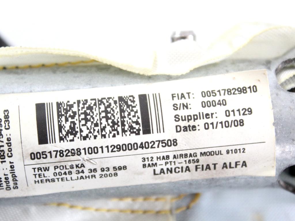 51782981 AIRBAG LATERALE A TENDINA LATO SINISTRO FIAT 500 1.2 B 51KW 5M 3P (2008) RICAMBIO USATO