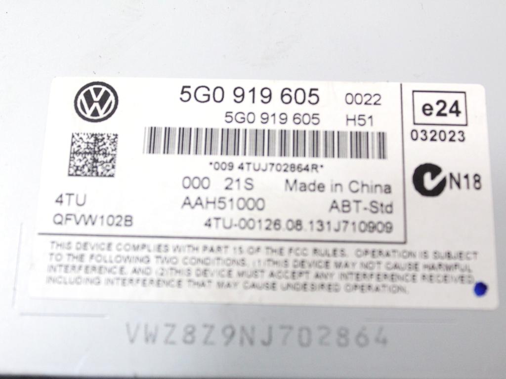 5G0919605 DISPLAY SISTEMA MULTIMEDIALE VOLKSWAGEN GOLF 7 1.6 D 77KW 5M 5P (2014) RICAMBIO USATO