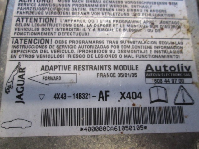 KIT AIRBAG KOMPLET OEM N. 17547 KIT AIRBAG  ORIGINAL REZERVNI DEL JAGUAR X-TYPE X400 MK1 R BER/SW (2005 - 2009)DIESEL LETNIK 2005