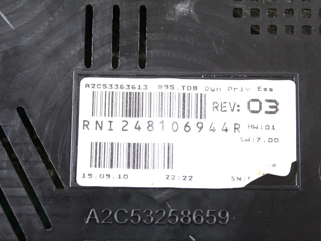 248106944R QUADRO STRUMENTI CONTACHILOMETRI RENAULT MEGANE 3 SW 1.6 G 81KW 6M 5P (2010) RICAMBIO USATO