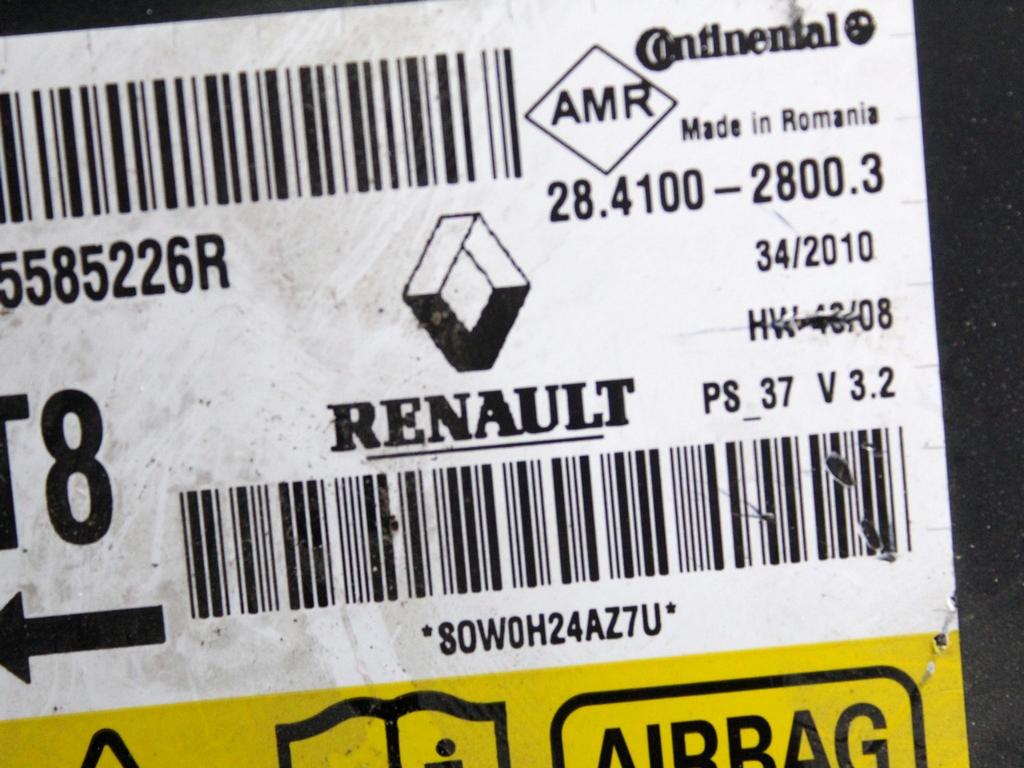 285585226R KIT AIRBAG RENAULT MEGANE 3 SW 1.6 G 81KW 6M 5P (2010) RICAMBIO USATO CON PRETENSIONATORI CINTURE DI SICUREZZA, CENTRALINA AIRBAG, AIRBAG VOLANTE GUIDATORE, AIRBAG PASSEGGERO, CRUSCOTTO 28.4100-2800.3 985100007R 985250003R