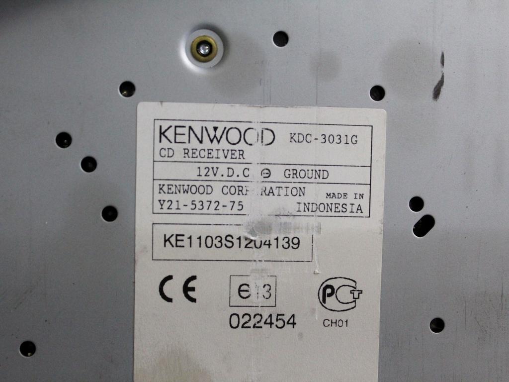 KDC-3031G AUTORADIO AFTERMARKET KENWOOD KIA PICANTO 1.0 B 46KW 5M 5P (2009) RICAMBIO USATO (NON FORNIAMO CODICE AUTORADIO, MA SOLO NUMERO DI TELAIO VEICOLO)