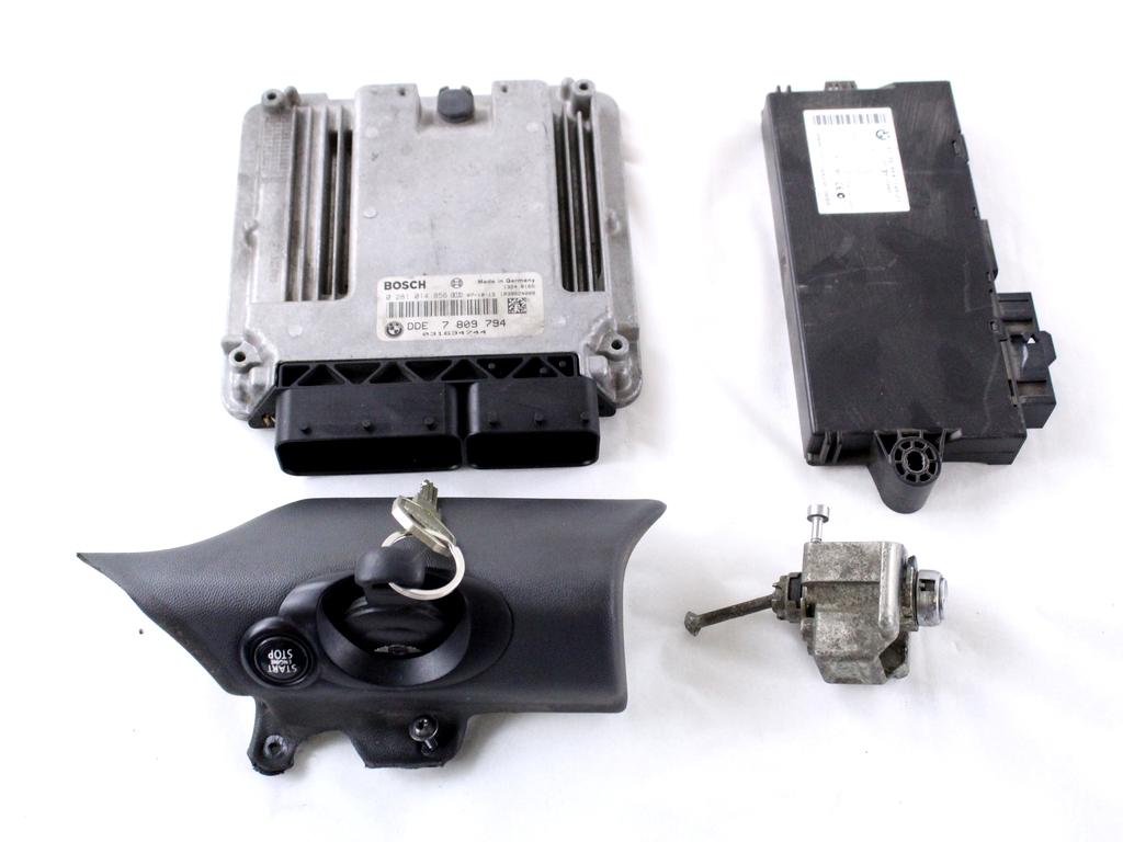 13617823934 KIT ACCENSIONE AVVIAMENTO MINI CLUBMAN R55 D 1.6 D 80KW 6M 5P (2008) RICAMBIO USATO CON CENTRALINA MOTORE, BLOCCHETTI ACCENSIONE APERTURA CON CHIAVE 0281014856