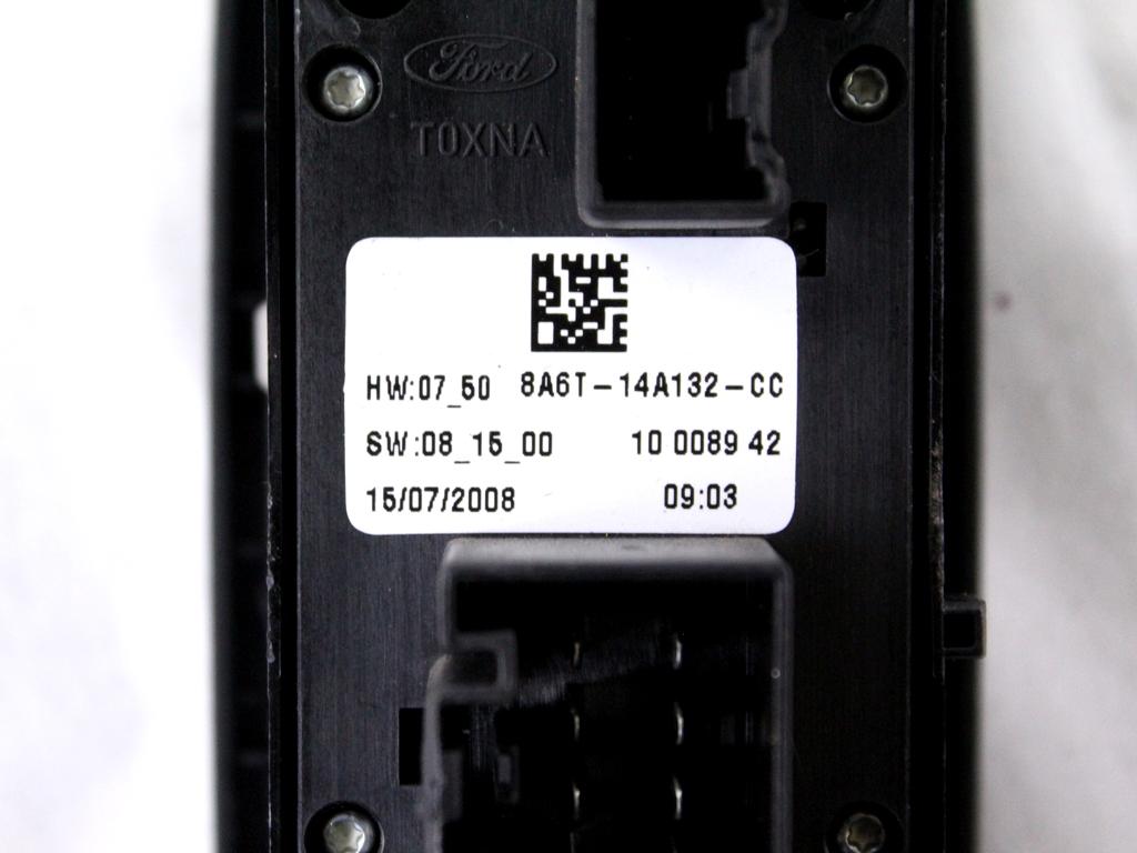 8A6T-14A132-CC GRUPPO DI COMANDO ALZA-VETRI ALZA-CRISTALLI PORTA ANTERIORE SINISTRA FORD FIESTA 1.2 B 60KW 5M 5P (2008) RICAMBIO USATO CON INTERRUTTORE BLOCCO ALZA-VETRI ALZA-CRISTALLI