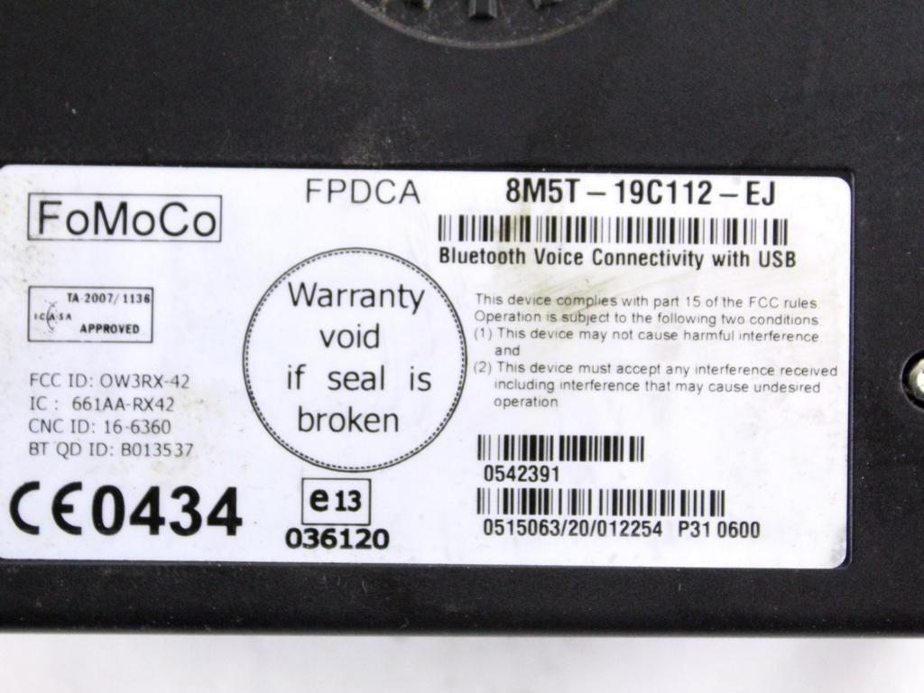 8M5T-19C112-EJ CENTRALINA MODULO TELEFONO BLUETOOTH FORD FIESTA 1.2 B 60KW 5M 5P (2008) RICAMBIO USATO