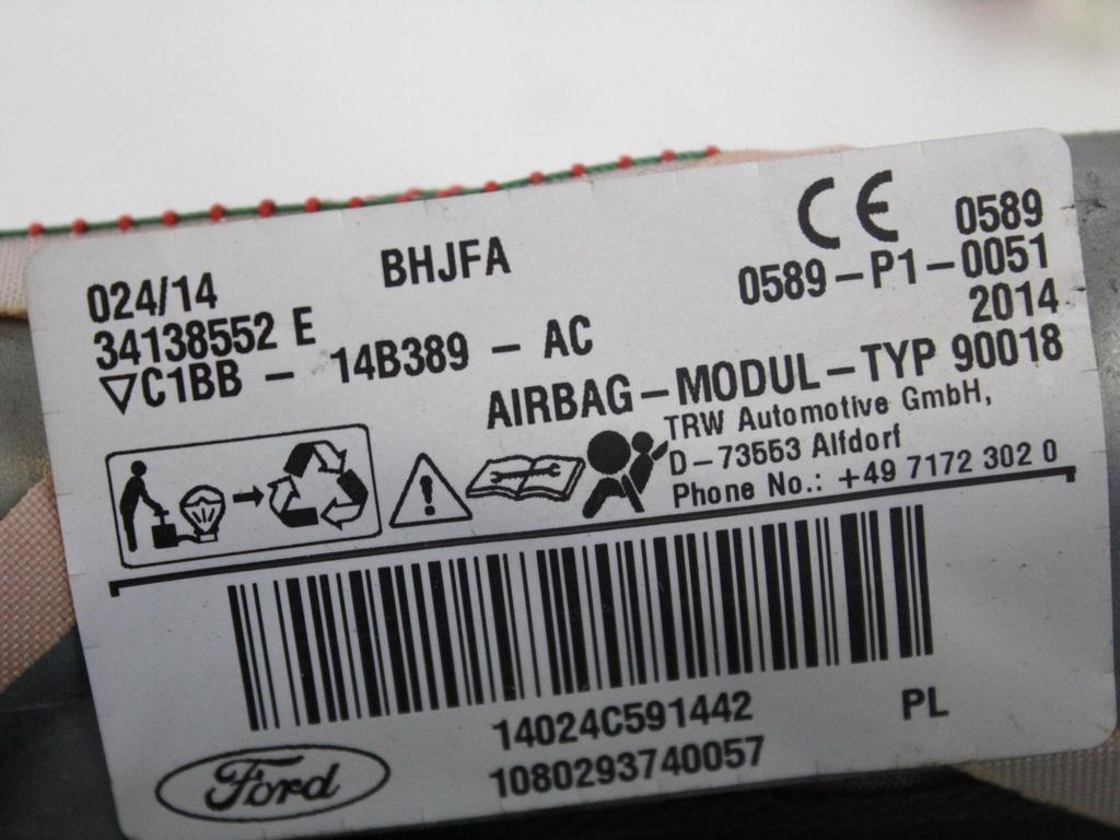 C1BB-14B389-AC AIRBAG LATERALE A TENDINA LATO DESTRO FORD FIESTA 1.4 G 71KW 5M 5P (2014) RICAMBIO USATO