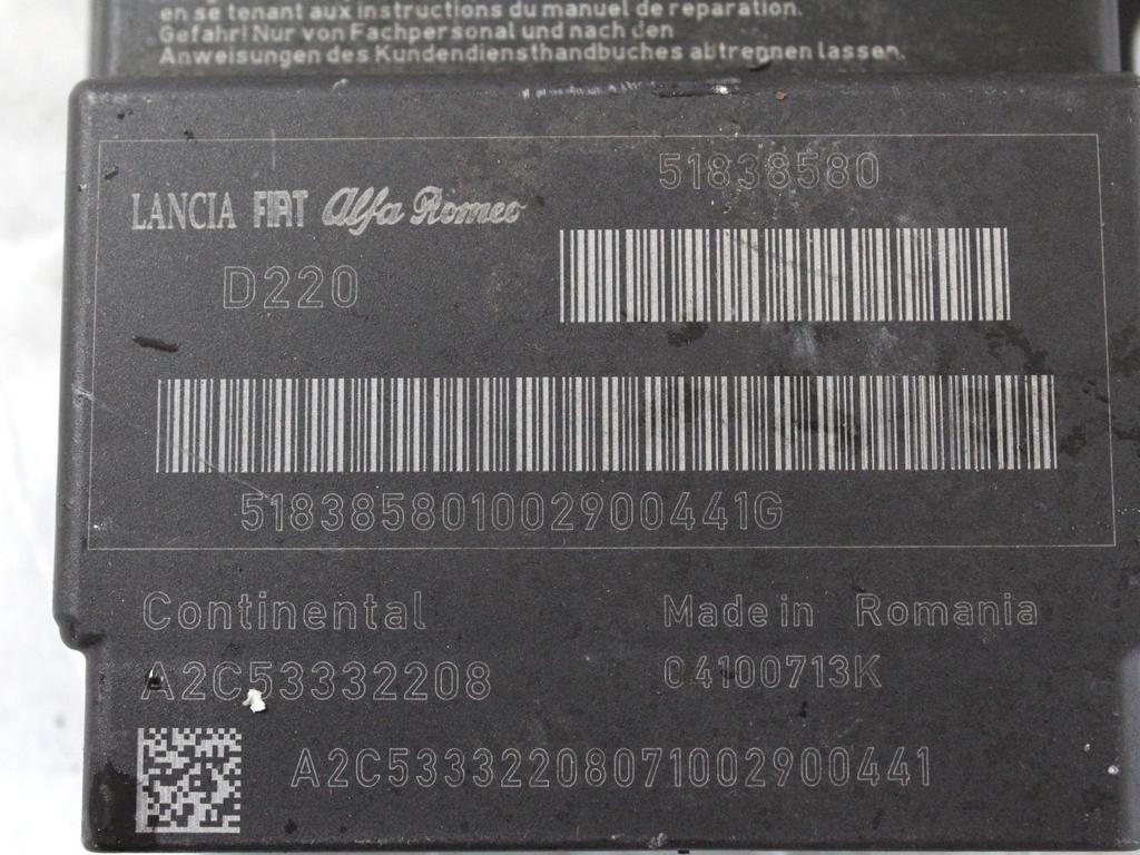 51838580 KIT AIRBAG FIAT PUNTO EVO 1.3 D 70KW 5M 5P (2010) RICAMBIO USATO CON CENTRALINA AIRBAG, AIRBAG VOLANTE GUIDATORE, AIRBAG PASSEGGERO, CRUSCOTTO 735516201 51828445