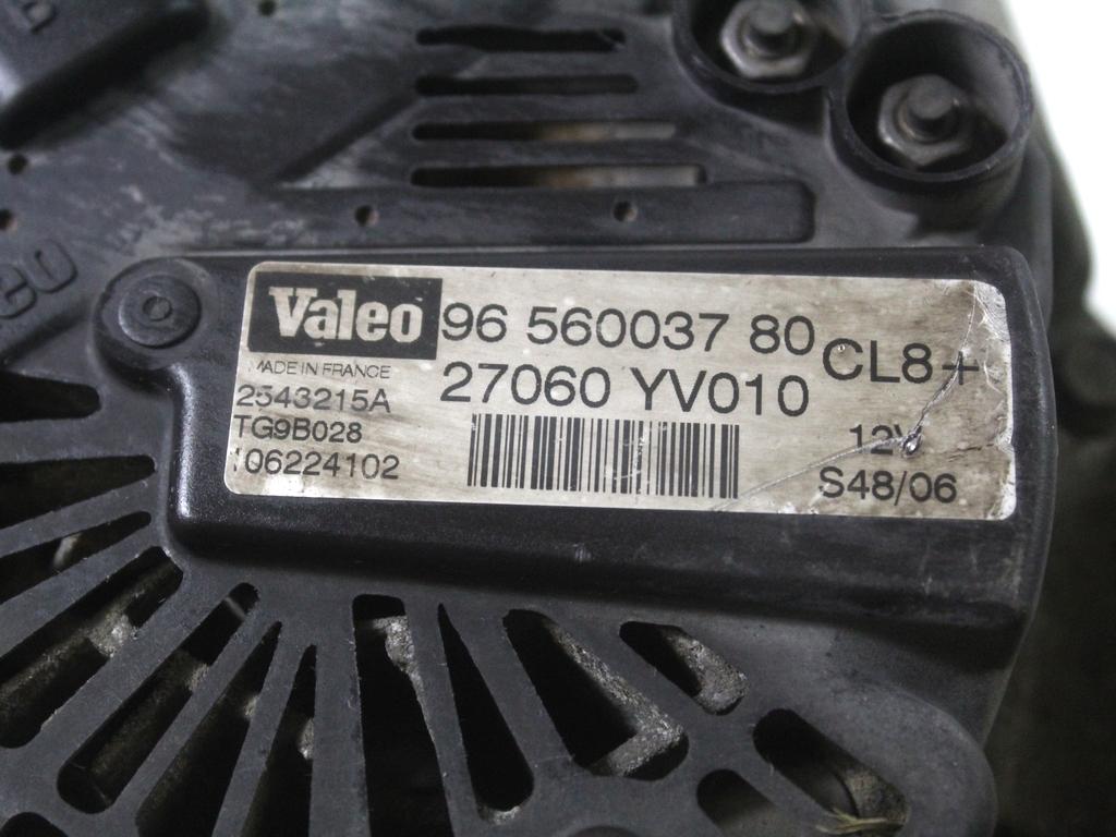 9656003780 ALTERNATORE PEUGEOT 107 1.4 D 40KW 5M 3P (2007) RICAMBIO USATO 27060YV010