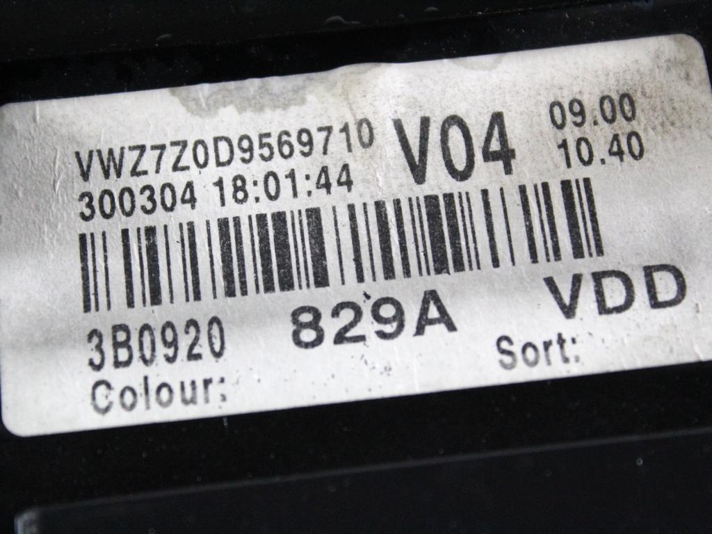 038906019KD KIT ACCENSIONE AVVIAMENTO VOLKSWAGEN PASSAT 1.9 D 96KW 5M 5P (2004) RICAMBIO USATO CON CENTRALINA MOTORE, QUADRO STRUMENTI CONTACHILOMETRI, BLOCCHETTI ACCENSIONE APERTURA CON CHIAVE 0281011205 4B0905851G 3B0920829A