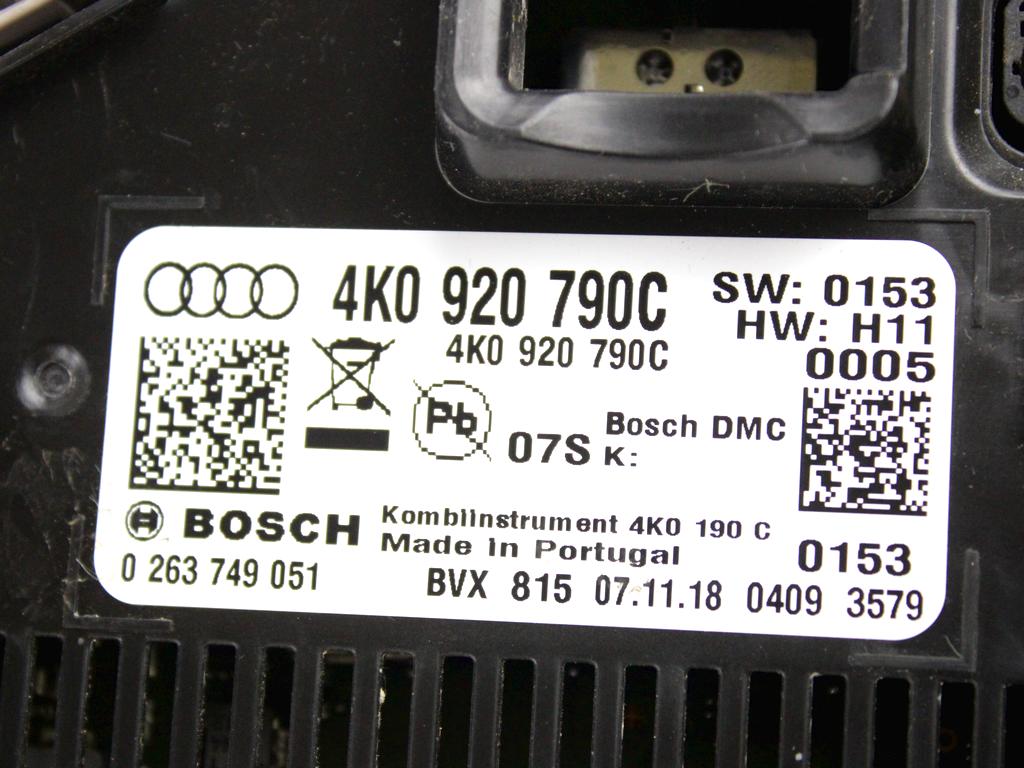 4K0920790C QUADRO STRUMENTI CONTACHILOMETRI COCKPIT LCD AUDI A7 C8 3.0 I 210KW 4X4 5P AUT (2019) RICAMBIO USATO LEGGERI GRAFFI SUPERFICIALI