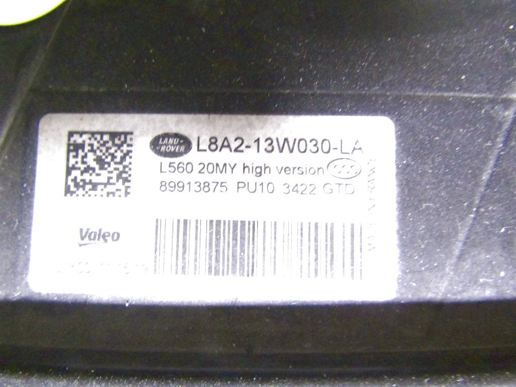 L8A213W030LA FARO FANALE ANTERIORE SINISTRO LED SUPPORTI DANNEGGIATI LAND ROVER RANGE ROVER VELAR L560 2.0 D 132KW 5P AUT (2019) RICAMBIO USATO