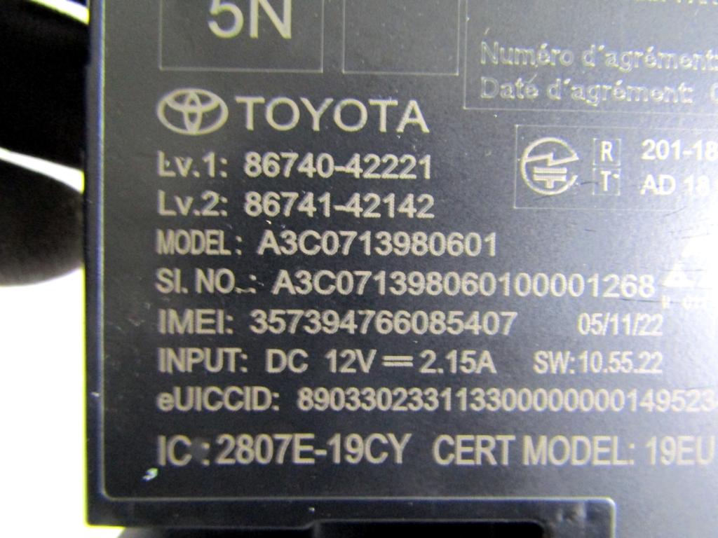 86740-42221 CENTRALINA MODULO TELEFONO TOYOTA RAV 4 2.5 I 131KW AUT 5P (2022) RICAMBIO USATO