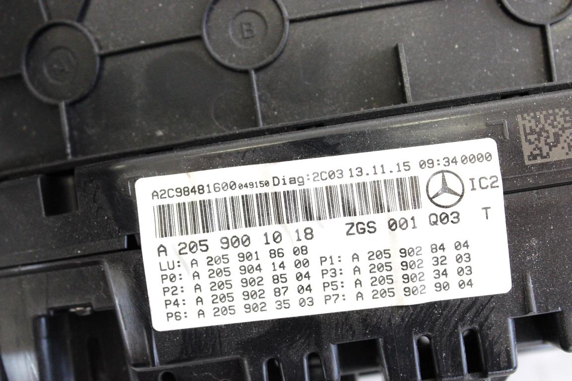 A2059001018 QUADRO STRUMENTI CONTACHILOMETRI MERCEDES CLASSE C 220 C205 2.2 D 125KW AUT 2P (2016) RICAMBIO USATO