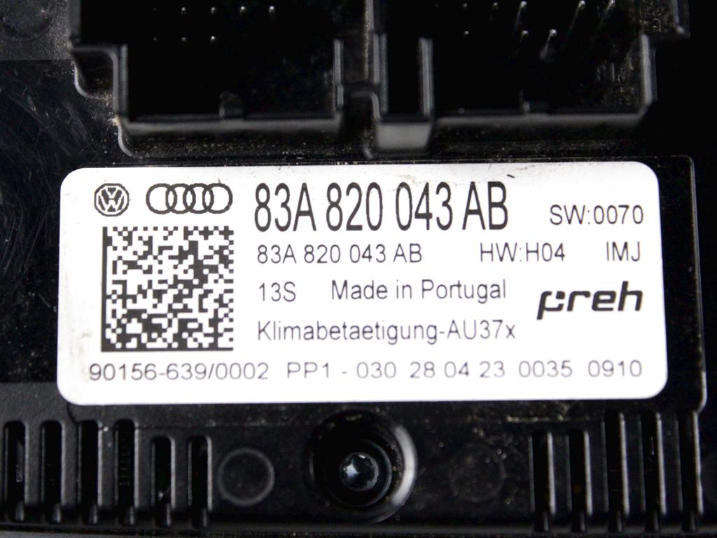 83A820043AB CENTRALINA GRUPPO DI COMANDO CLIMATIZZATORE CLIMA A/C AUTOMATICO AUDI Q3 SPORTABACK 2.0 D 110KW AUT 5P (2023) RICAMBIO USATO